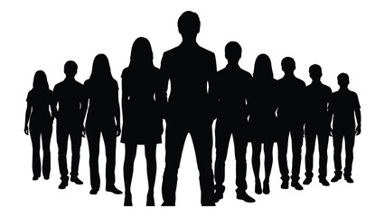 Diverse business team silhouettes isolated on white background, Vector