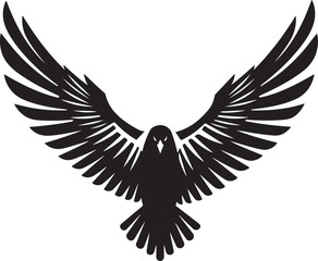 Obraz premium Soaring Eagle Silhouette with Spread Wings Emblem of Freedom and Power.