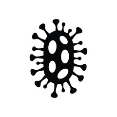 Black silhouette of a stylized virus particle