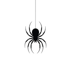 Black silhouette of a spider on a white background