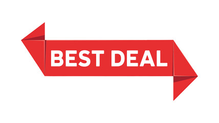 Red ribbon banner announcing best deal