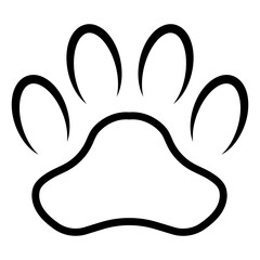 Obraz premium Simple Dog Paw Print Outline Icon for Pet and Animal Lover Concepts