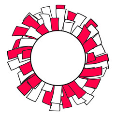 Red and White Cheerleading Pom Pom Circle Frame for Sports Team Logo