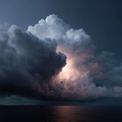 Obraz premium Electrifying lightning storm illuminates ocean at night