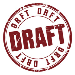 Red circular stamp clearly marked draft