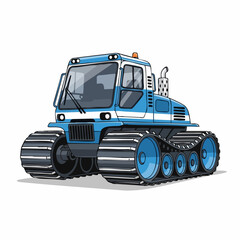 Blue tracked vehicle illustration isolated on white background.