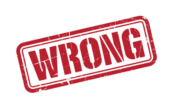 Red stamp declaring the word wrong
