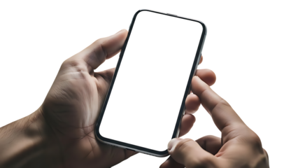 Hand Holding Smartphone With Blank White Screen mobile phone