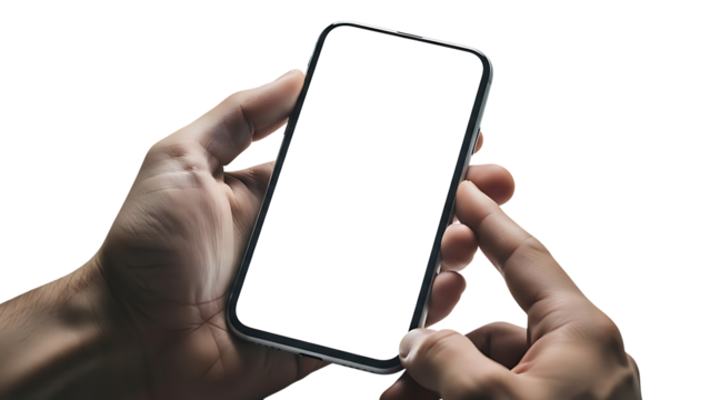 Hand Holding Smartphone With Blank White Screen mobile phone - Powered by Adobe