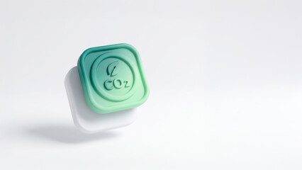 CO2 Carbon Icon in Minimalist Soft Neumorphic 3D Design