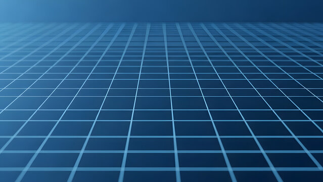 A blue grid pattern receding into the distance creating a sense of depth and perspective view