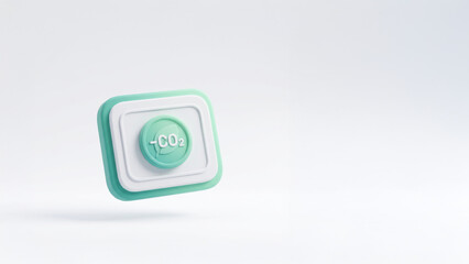 -CO2 Carbon Capture Credit Icon in Minimalist Soft Neumorphic 3D Design	