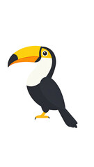 Naklejka premium Cute Cartoon Toucan Bird with Big Yellow Beak.