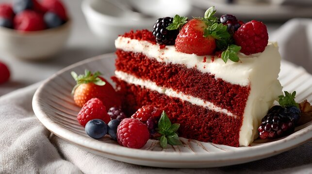 Berry Topped Red Velvet Cake