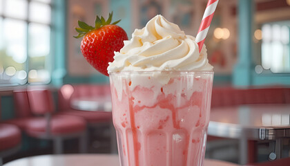strawberry milkshake with whipped cream