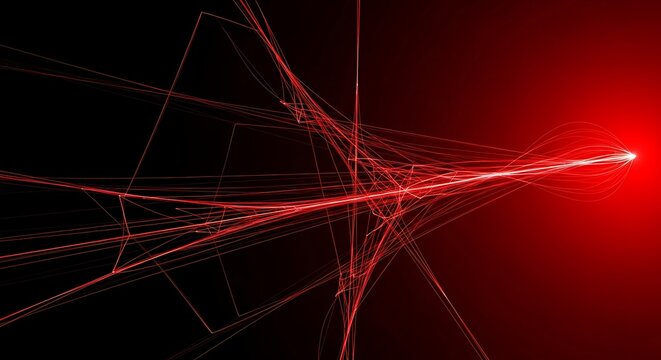 Abstract red light trails streaking through darkness