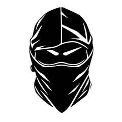 Black & white vector silhouette of Ninja Mask on white background