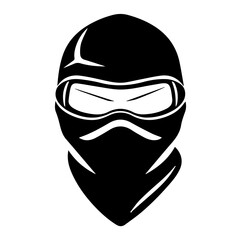Black & white vector silhouette of Ninja Mask on white background
