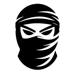 Black & white vector silhouette of Ninja Mask on white background