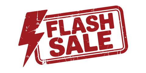 Red flash sale stamp with lightning bolt
