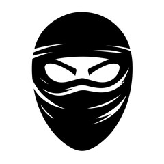 Black & white vector silhouette of Ninja Mask on white background