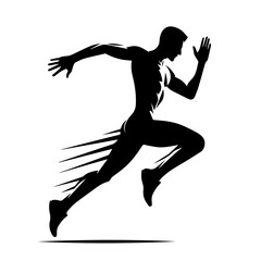 Black & white vector silhouette of Running on white background