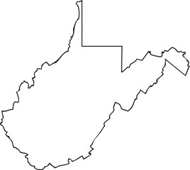 West Virginia USA State Map Outline, Editable Vector EPS, Blank Printable Map
