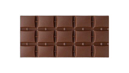 Whole milk chocolate bar isolated on white background. Sweet dessert