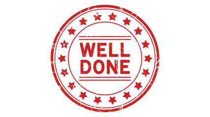 Red well done stamp with stars and border