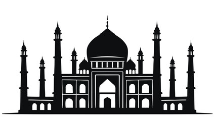 Symmetrical Mosque Vector Silhouette, Mosque Vector Art, Symmetrical Mosque Design, Mosque Silhouette Illustration, Islamic Architecture Vector, Modern Mosque Graphic, Geometric Mosque Outline, png, 