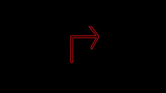 Arrow pointing Left side, beautiful left side neon arrow icon animation on black background. Neon arrow right to left direction concept.