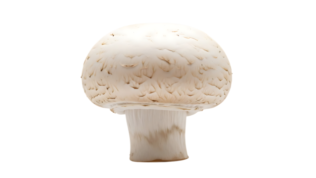 Single White Button Mushroom on Black Background champignon