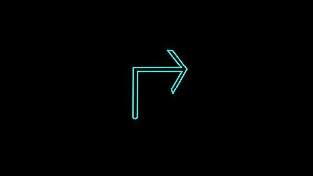 Arrow pointing Left side, beautiful left side neon arrow icon animation on black background. Neon arrow right to left direction concept.