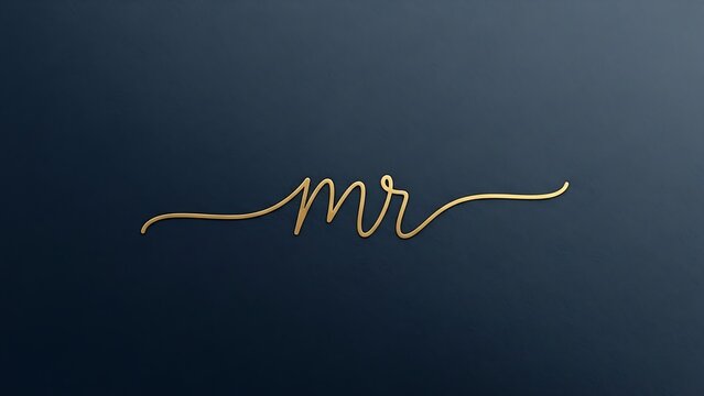 Luxury Gold Script Monogram MR Logo, Minimalist Calligraphy Initial Letters M and R, Elegant Signature for Personal Brand