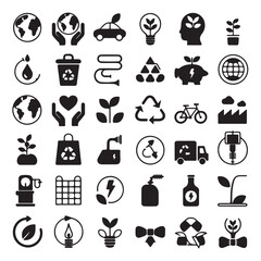 Solid Black Environmental Ecology Icons