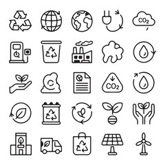 Ecology and Environment Line Art Icons