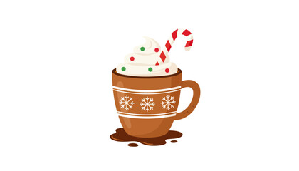 Cozy Mug with Cream Topped Cocoa Drink in Seasonal Cup.
