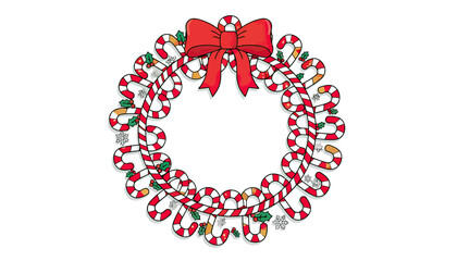Christmas wreath with red bow decorative festive centerpiece.