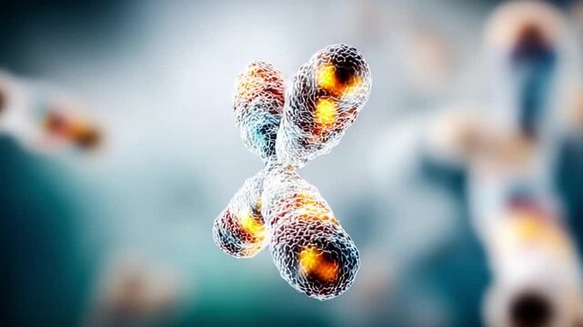 Genetic Code Unveiled: A detailed view of a chromosome reveals the intricate beauty of life's building blocks, capturing the essence of scientific exploration and discovery.