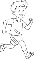 Happy Boy Running Line Art