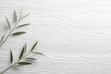green leaves on a wooden background