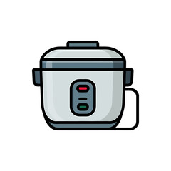 Rice cooker Icon on White Background Vector Art Illustration on white background.