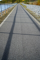 Schattenspiel am Ufer des neuen Sees in der Lausitz