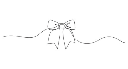 Single line art Bow Ribbon vector illustration,3