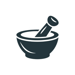 Mortar and pestle icon on White Background Vector Art Illustration on white background.