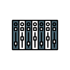 Audio Mixer Equalizer Line  Icon on White Background Vector Art Illustration on white background.