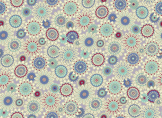 Delightful daisy pattern in cool hues for your next creative project, evoking a sense of peace and joy – perfect for textile or wallpaper design!