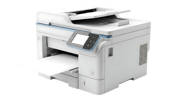 White Multifunction Printer with Touchscreen Display