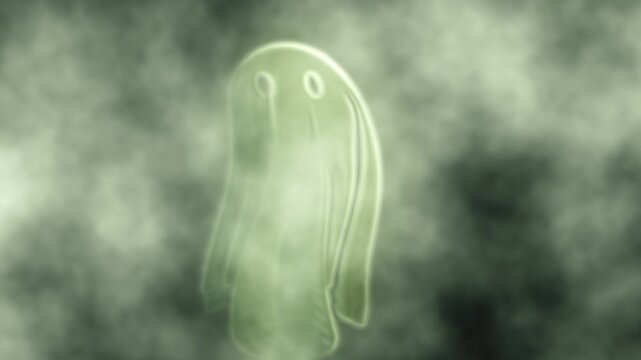 Moaning Ghost in green dark clouds background
