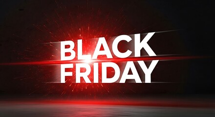 Vibrant text for a major shopping event with an explosive red light effect on a dark background